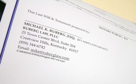 Example of last will and testament prepared by attorney Michael Ruberg